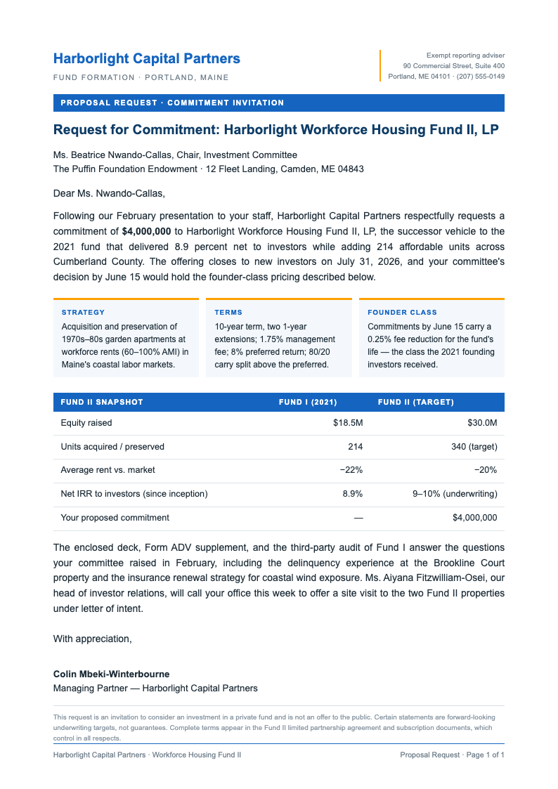Investment Research Proposal Request
